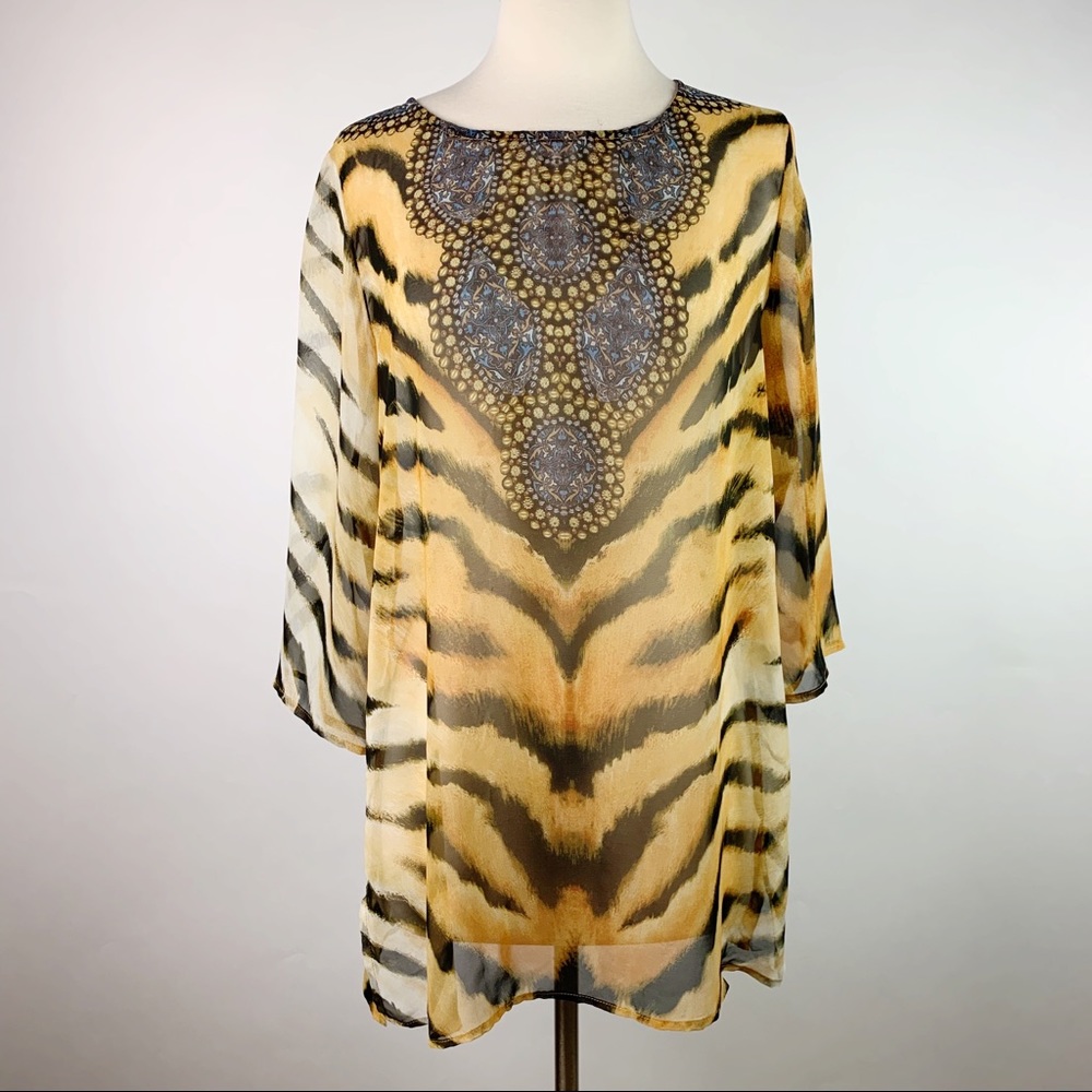 2/$15. Chico’s Sheer tunic swim coverup  Top Size 1
